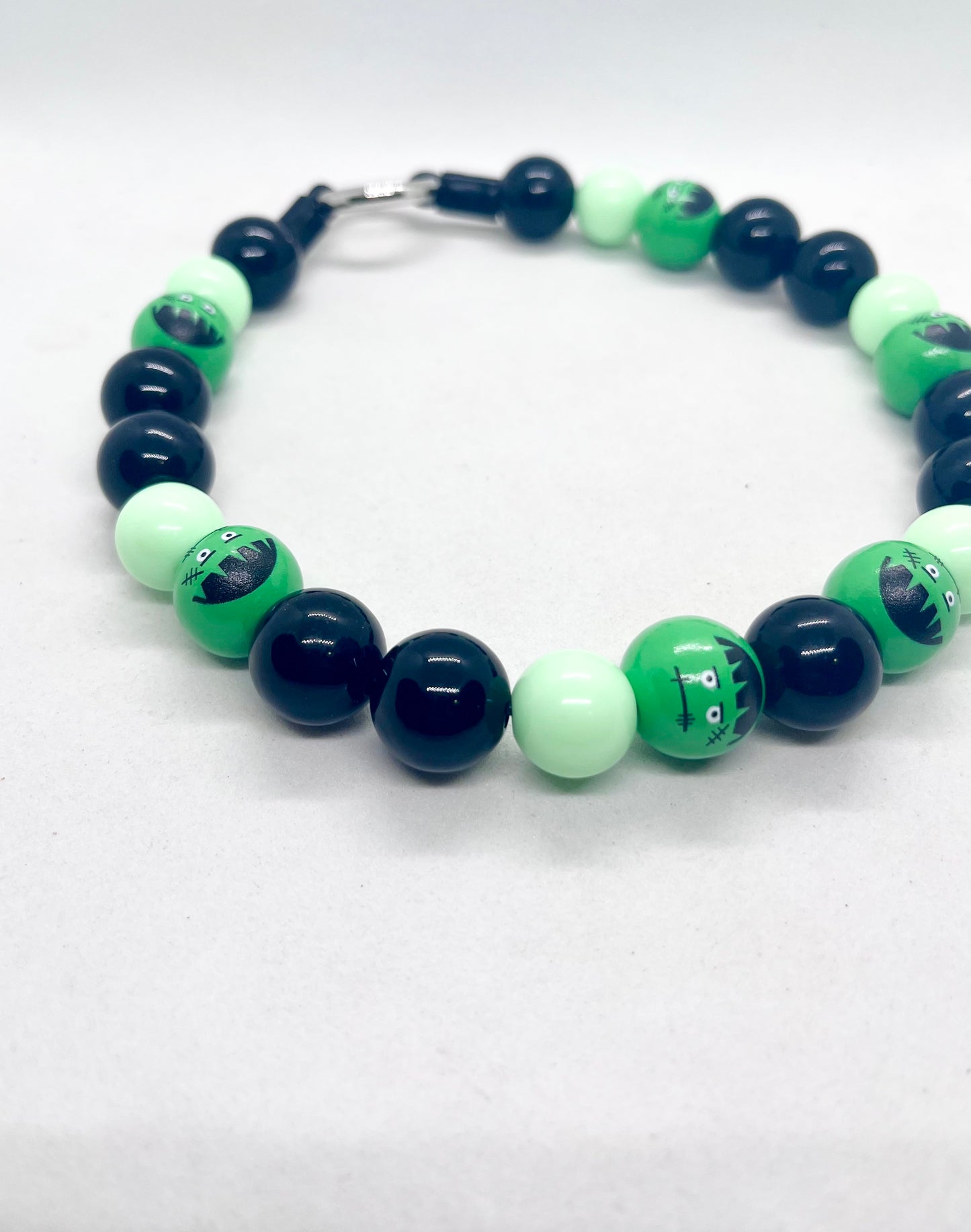 Halloween Collection  'Monster Mash' Green Frankenstein Beaded Dog Collar