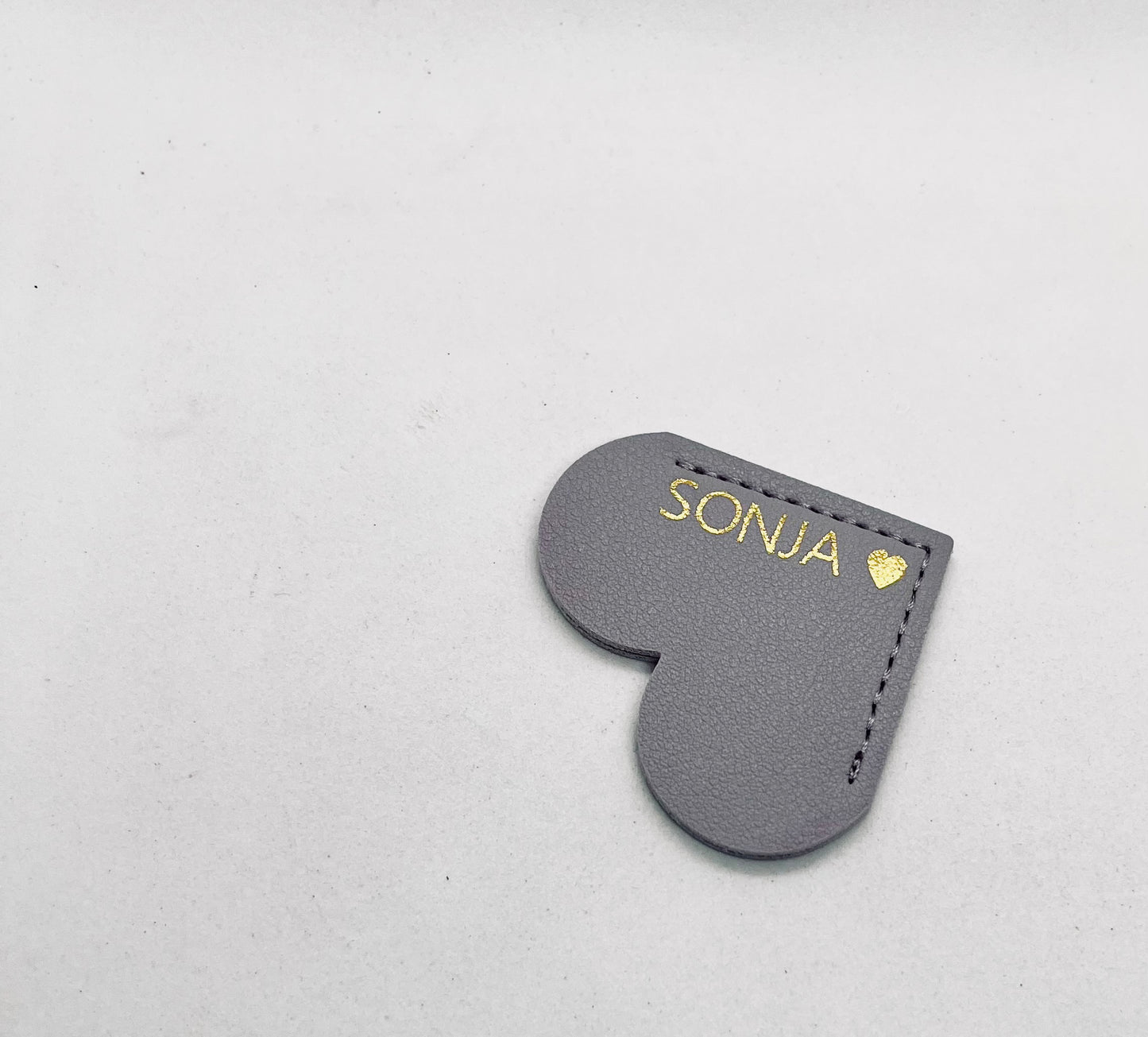 Personalised Vegan Leather Heart Bookmark Gold Foil
