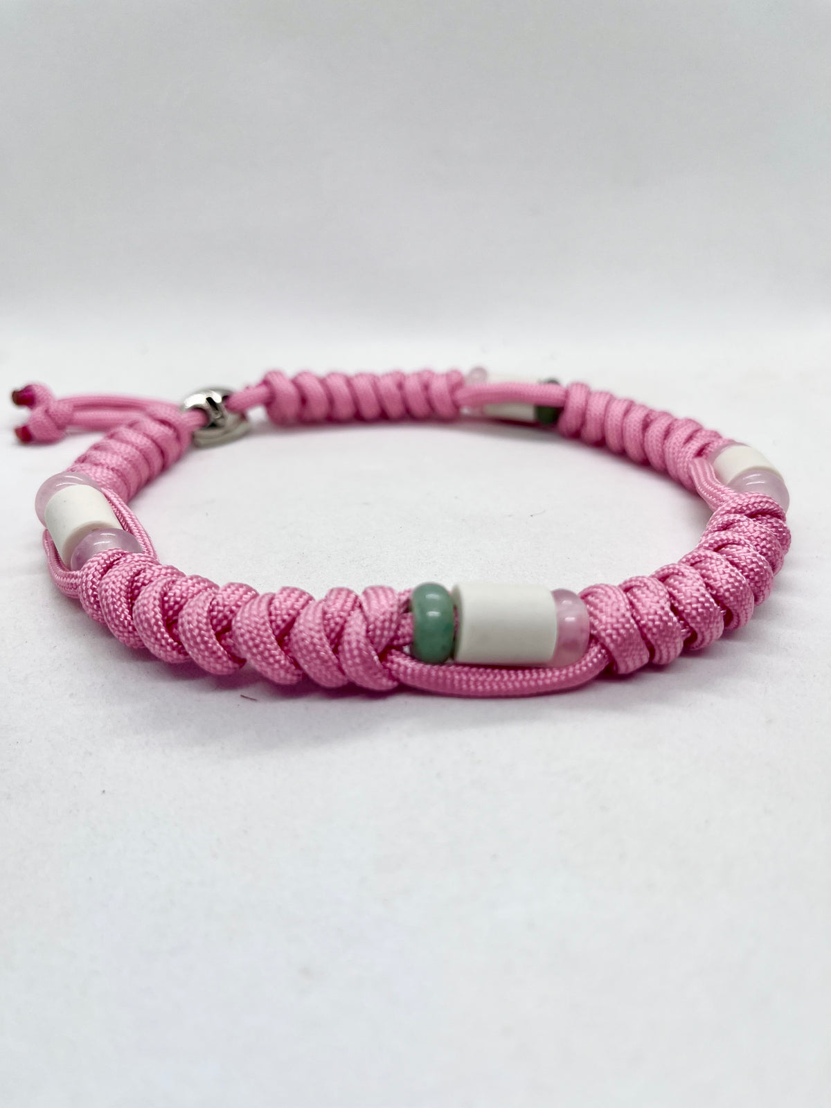 Luxury Pink Crystal Rose Quartz & Aventurine Paracord EM Ceramic Pet Collar - Flea & Tick Prevention