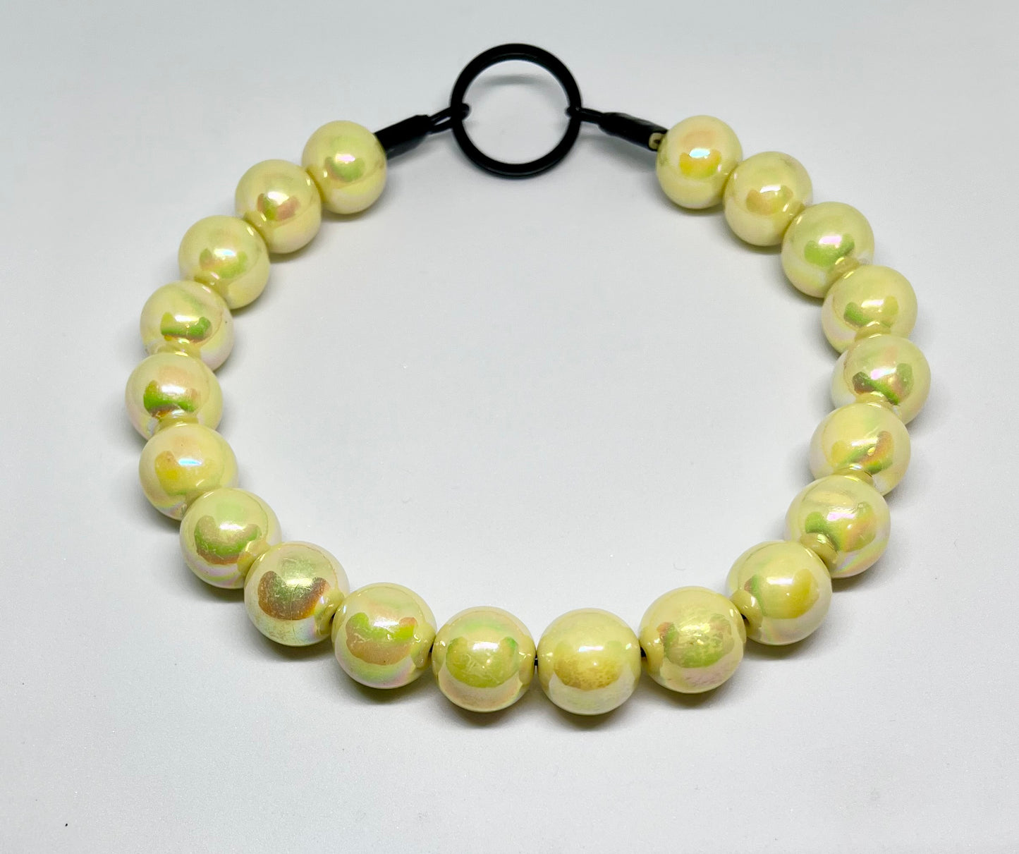‘Full Focus’ yellow iridescent beaded bead dog collar pet necklace