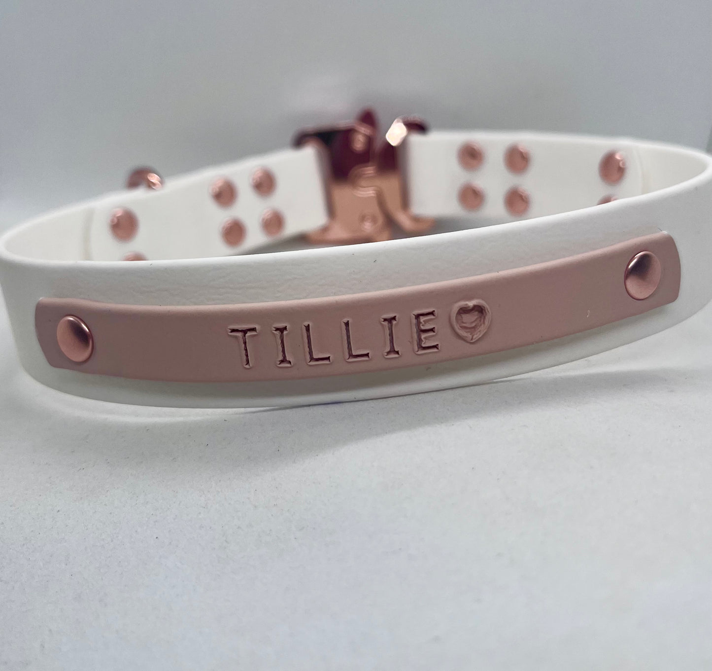 'Blush Edit' Personalised White and Blush BioThane® Dog Collar Blind Embossed