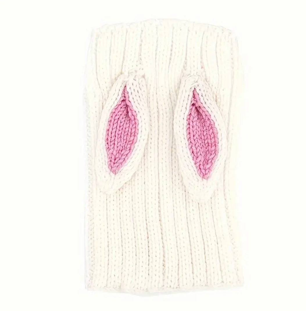 Cute bunny ears woolly winter hat neck warmer for dogs