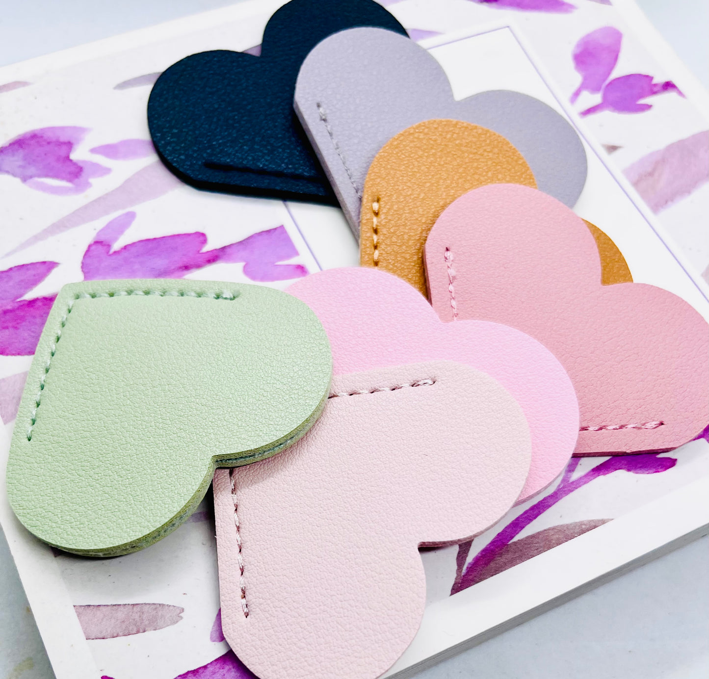 Personalised Vegan Leather Heart Bookmark Silver Foil