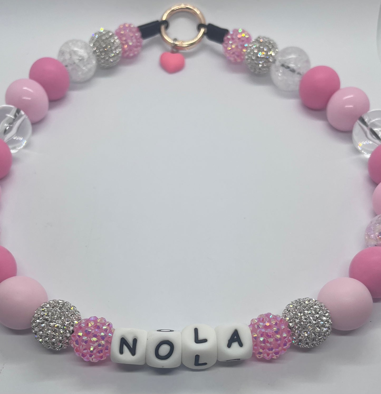 'Gotcha' Sparkly Pink Rhinestone Personalised Bead Dog Pet Collar