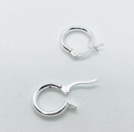 925 sterling silver 12mm hinge hoop earrings