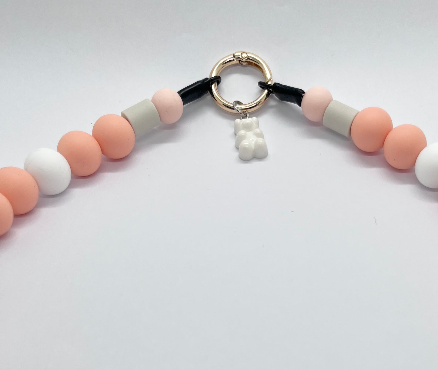 Peach pawfect EM pet natural ceramic beaded dog collar necklace