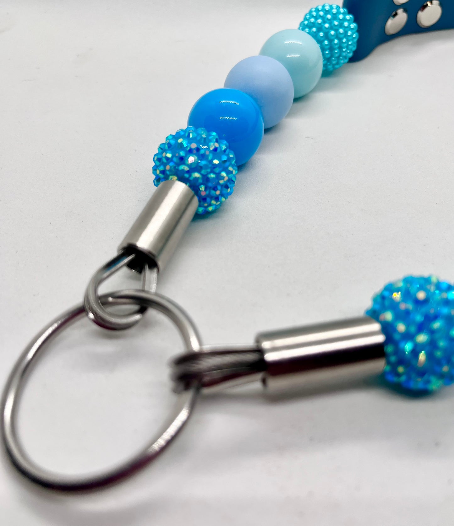 'Luxe Chill' Blue Beaded & BioThane® Diamante Dog Collar