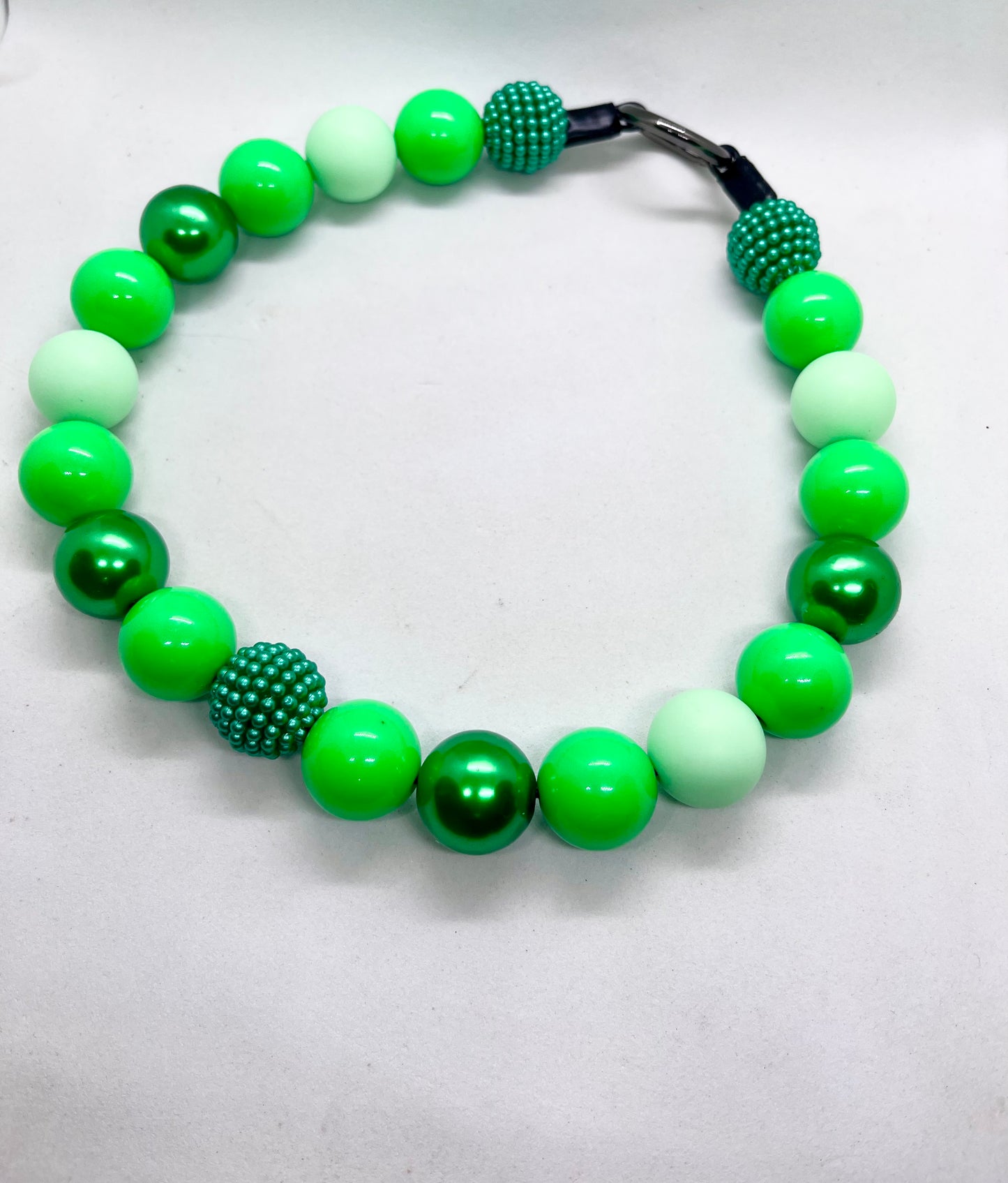 'Go Green' Mint, Lime & Emerald Beaded Dog Collar