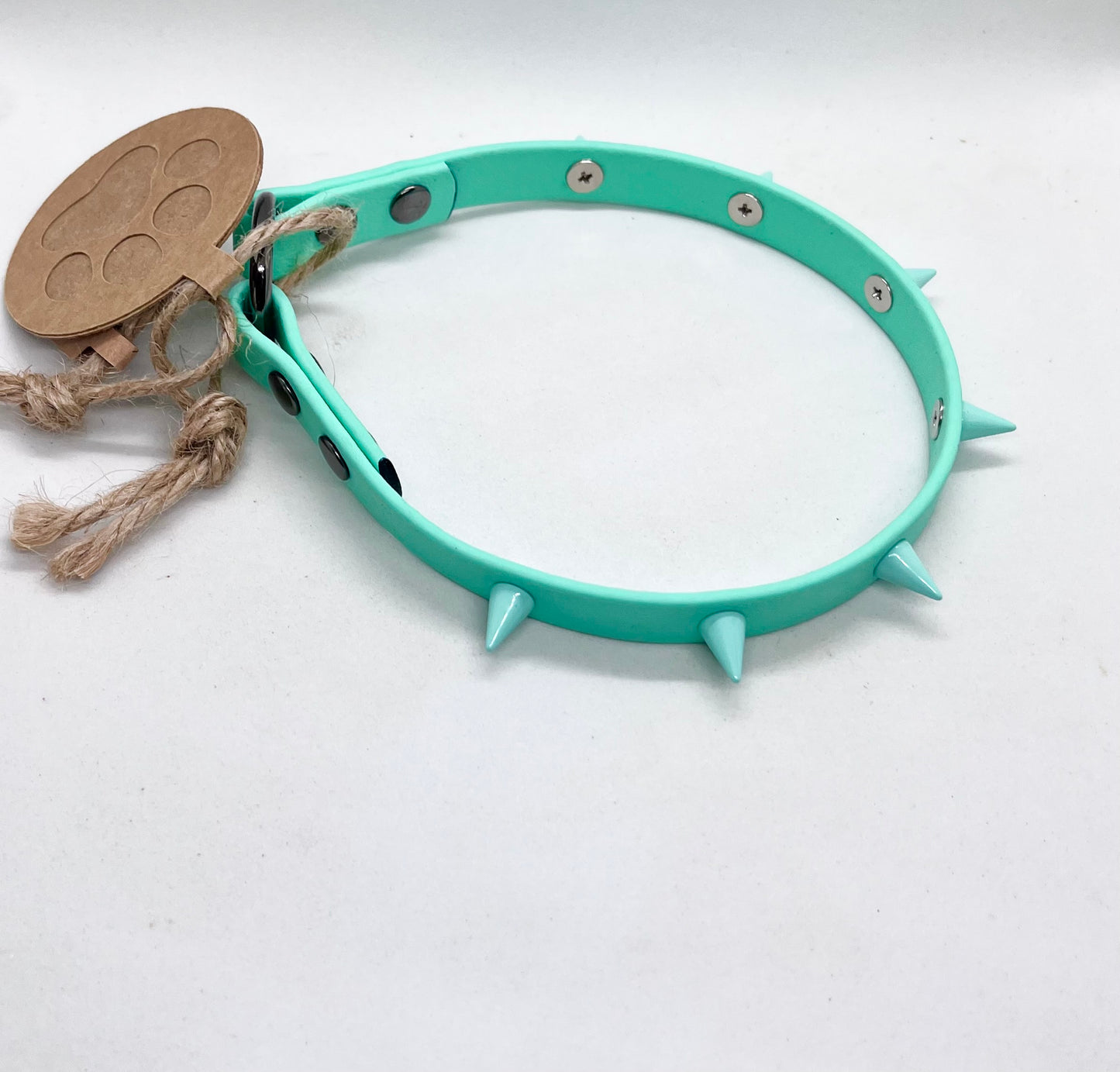 'Oh My' Mint Green Colour Blend  Bright BioThane® Studded Collar - Colour Cone Spiked Studs | 13 inch | Reduced to £12.60