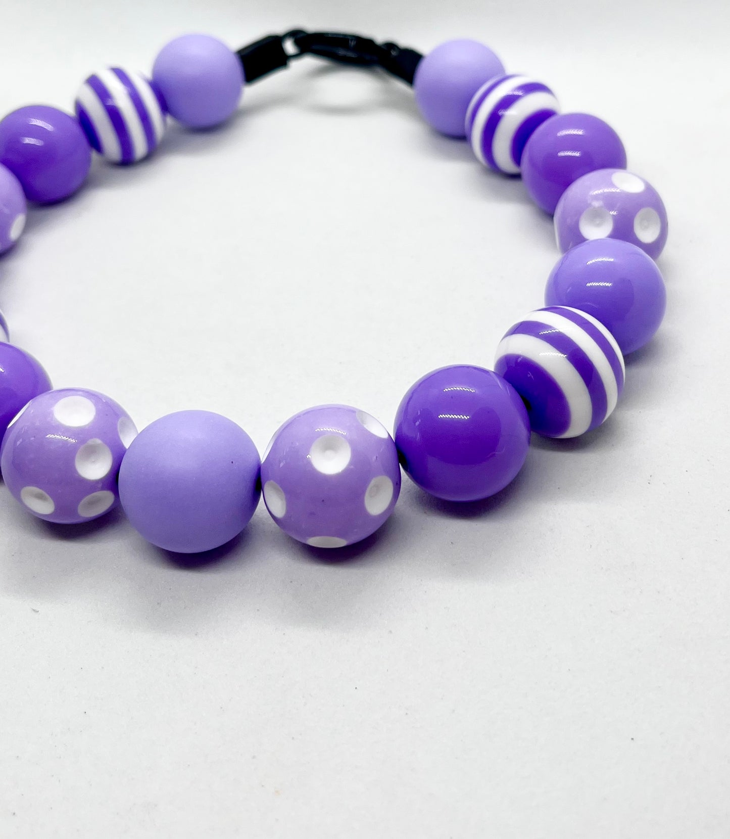 'Pattern Riot' Purple Beaded Dog Collar - Spots & Stripes