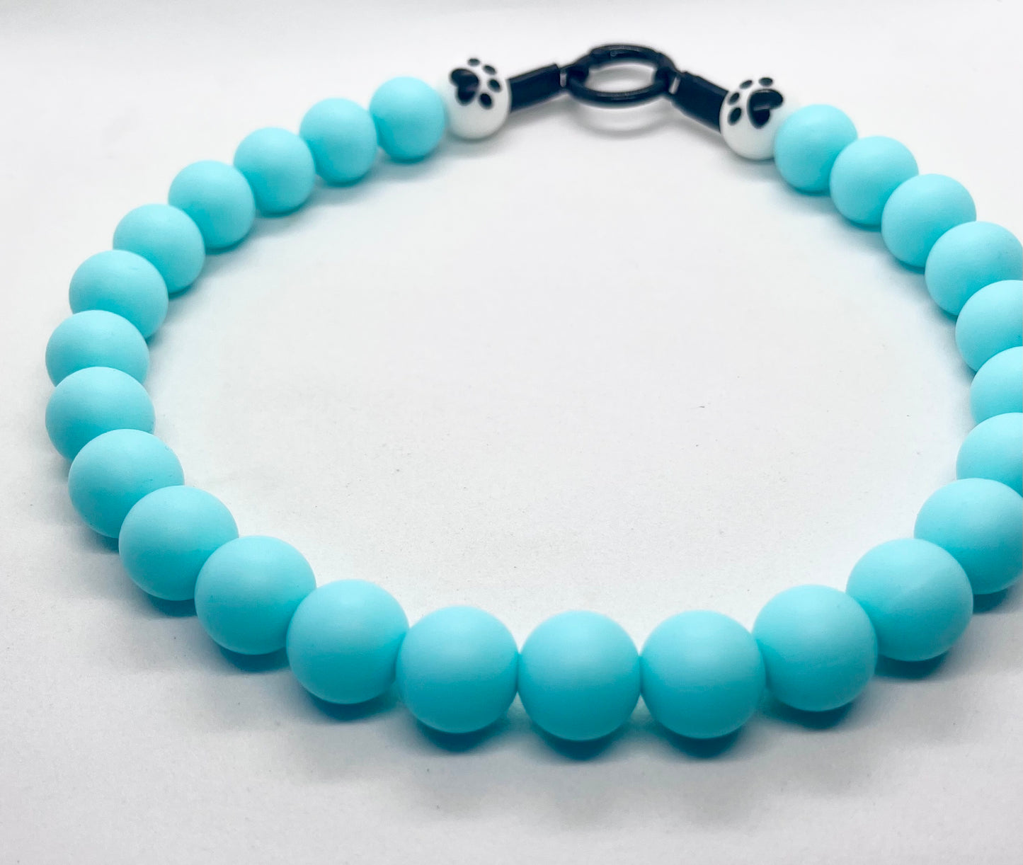 SALE 17 inches/44cm ‘Sprinkle Paws’ turquoise blue beaded PAWS bead dog collar necklace NOW £10.50