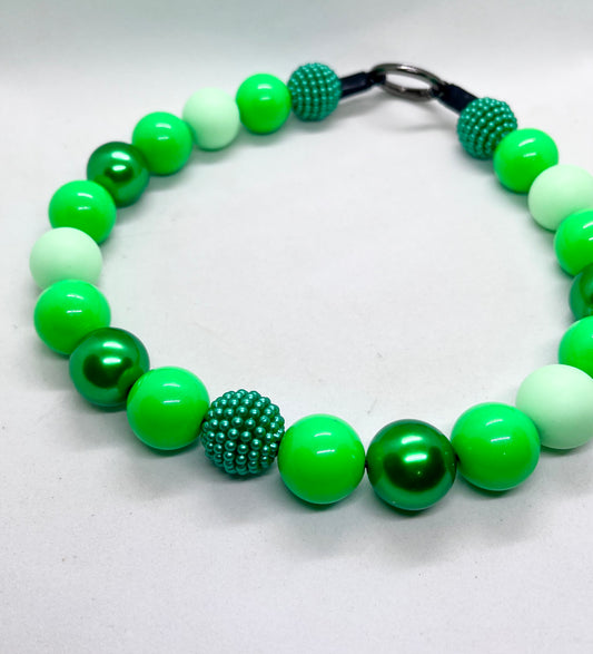 'Go Green' Mint, Lime & Emerald Beaded Dog Collar