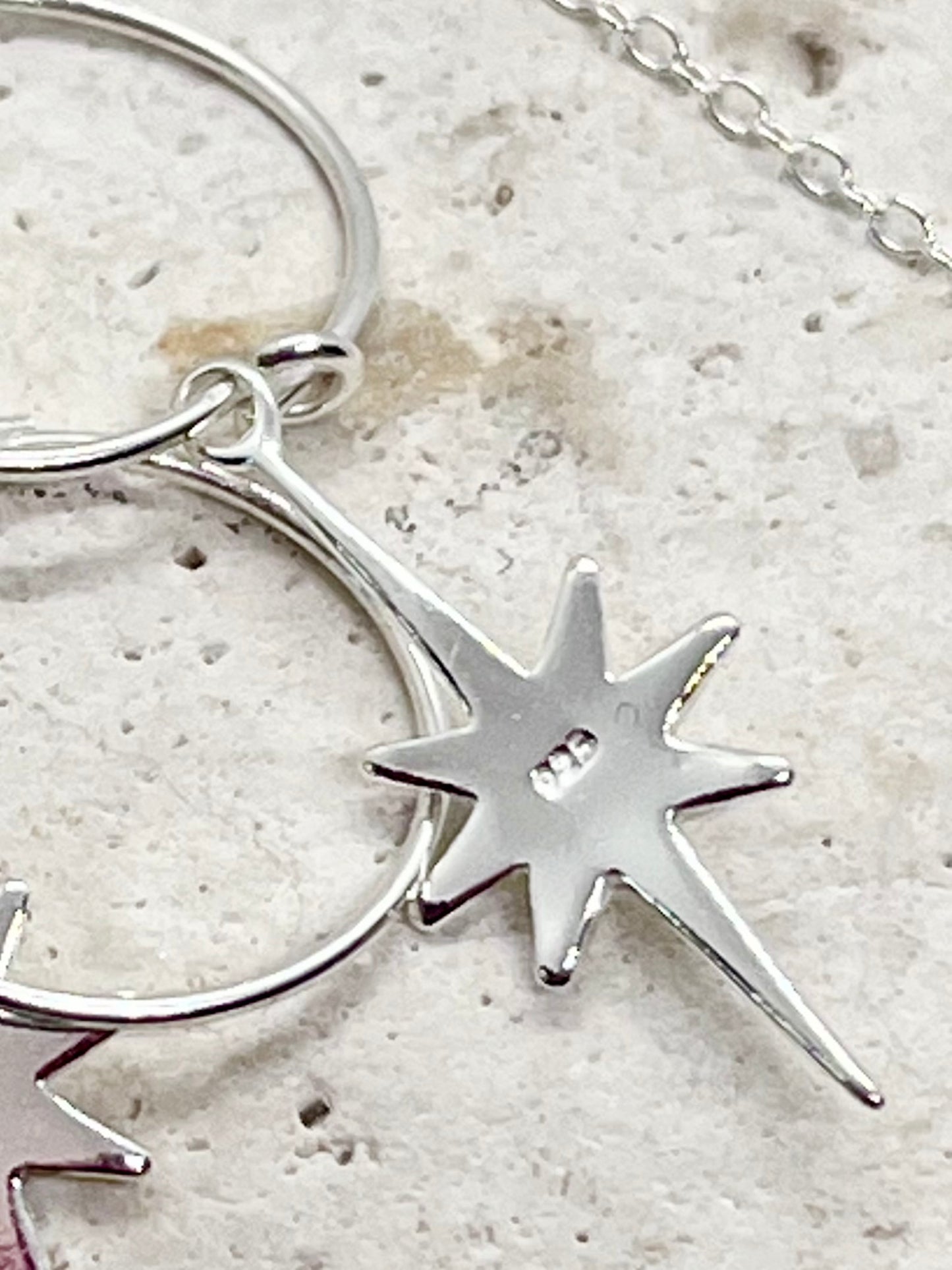 ‘Celestial Star’ necklace 925 sterling silver diamond cut ball chain
