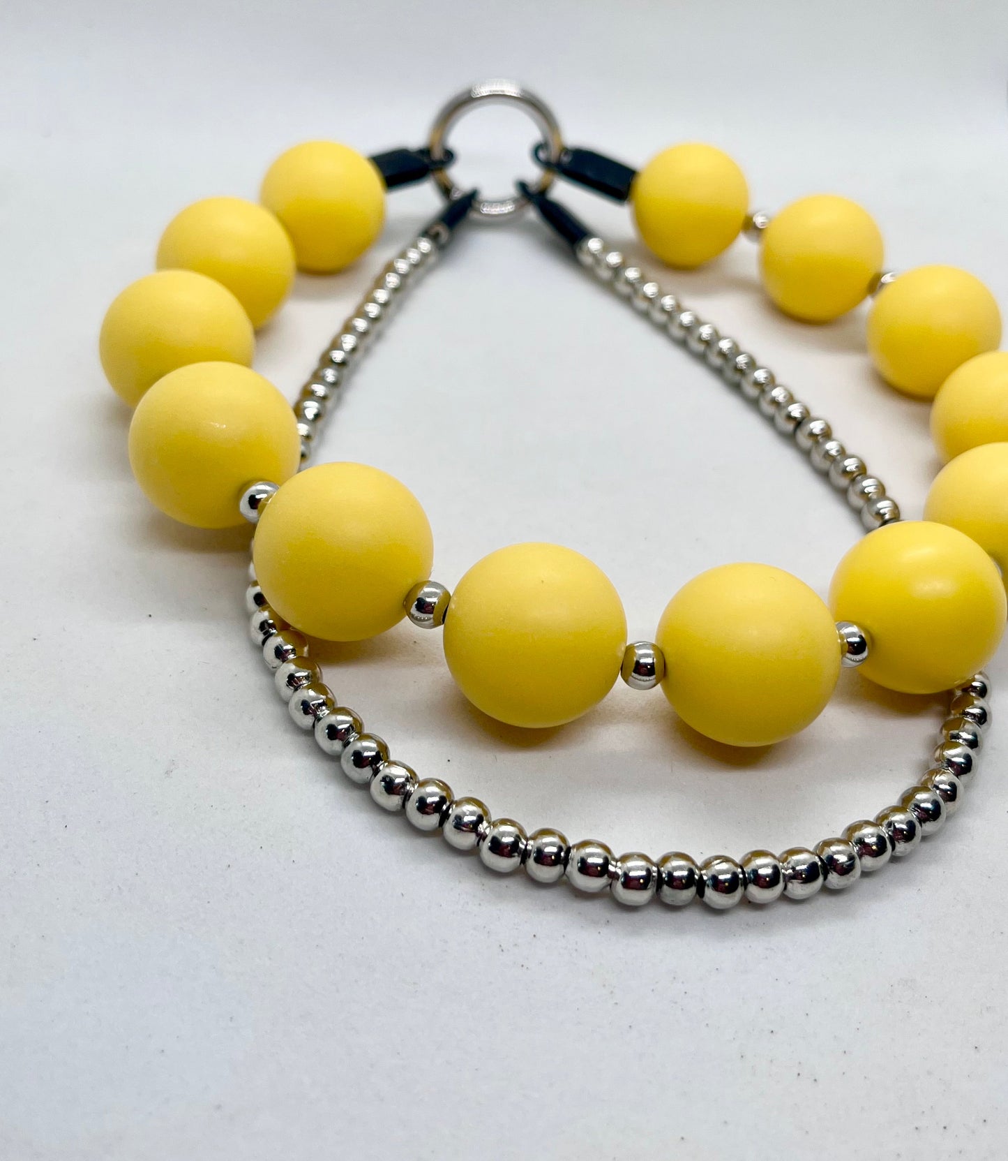 'Runway Ready' Yellow & Silver Ball Chain Double Collar Set