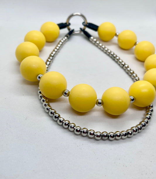 'Runway Ready' Yellow & Silver Ball Chain Double Collar Set