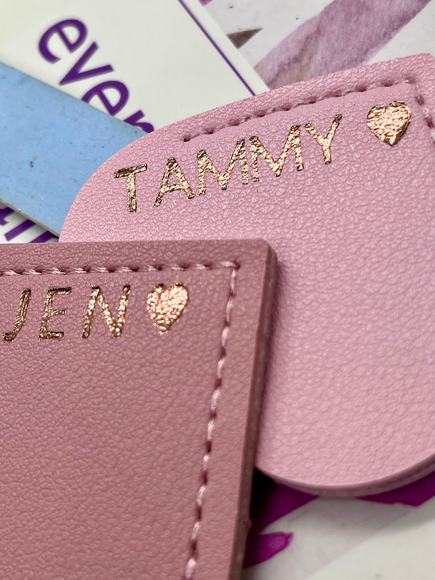 Personalised Vegan Leather Heart Bookmark Rose Gold Foil