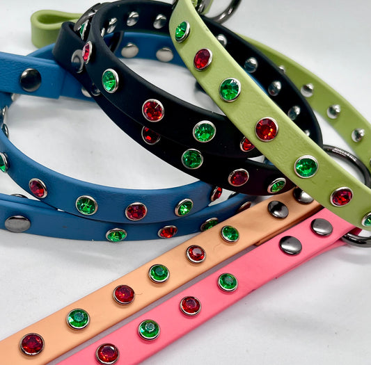 'Just Sparkle' BioThane® 13mm Dog Collar with Diamanté Studs