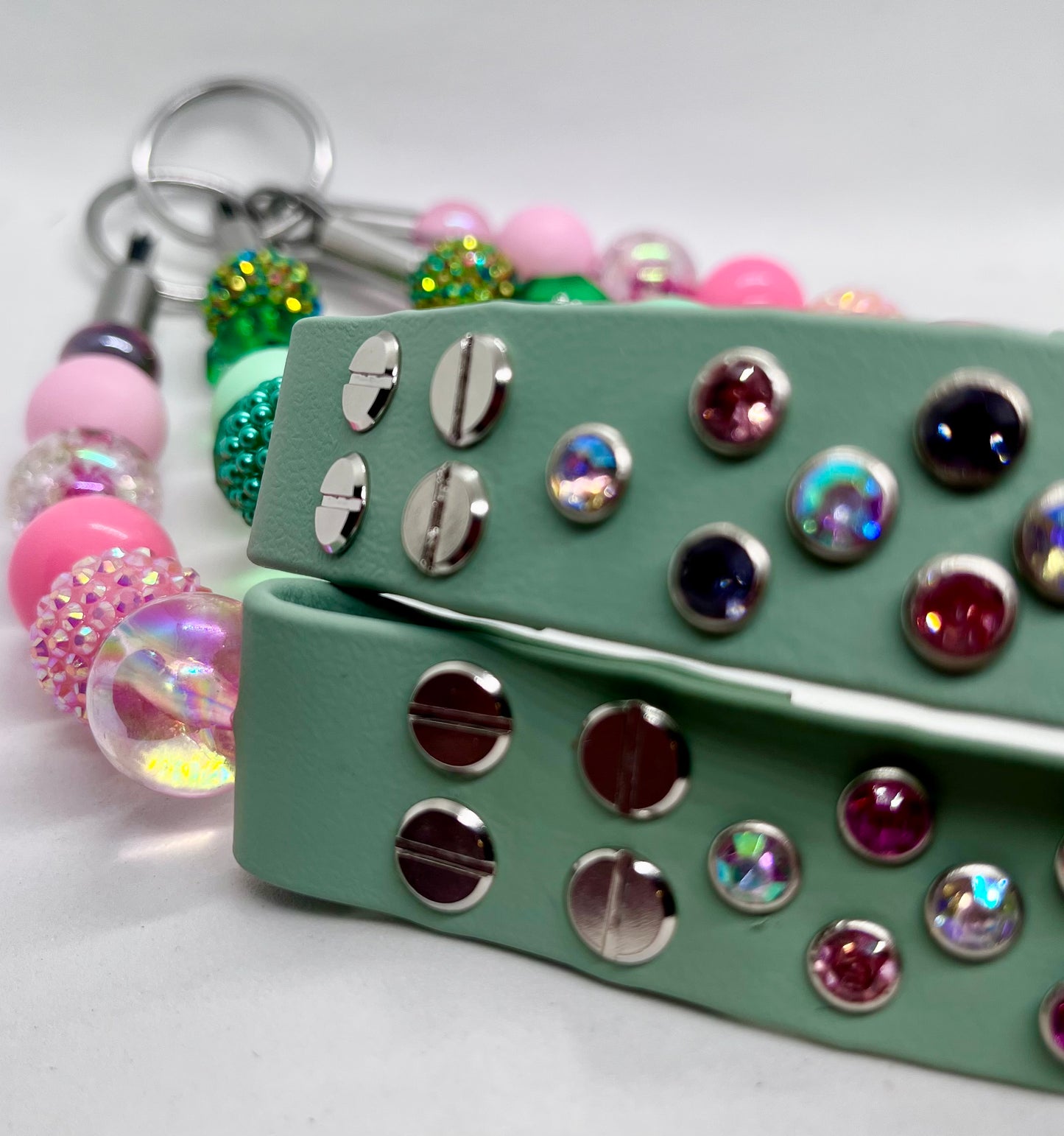 'Luxe Chic' Pink Beaded & BioThane® Diamante Dog Collar
