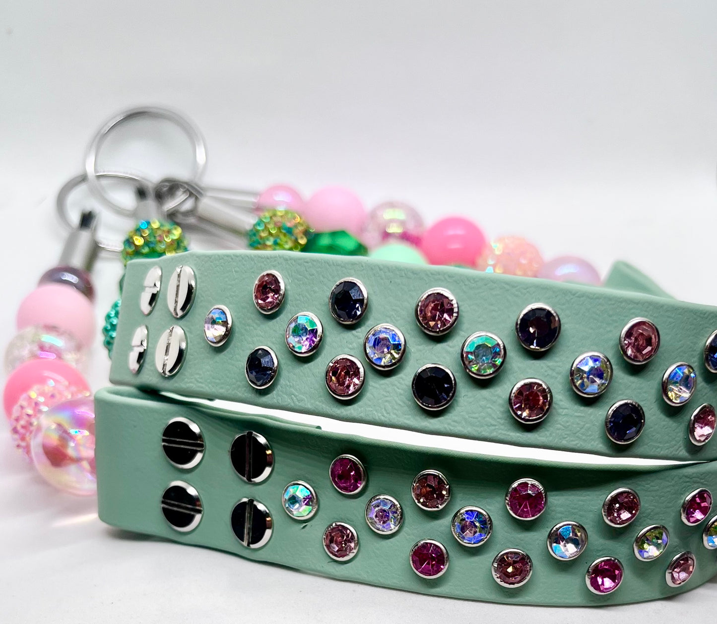 'Luxe Chic' Pink Beaded & BioThane® Diamante Dog Collar