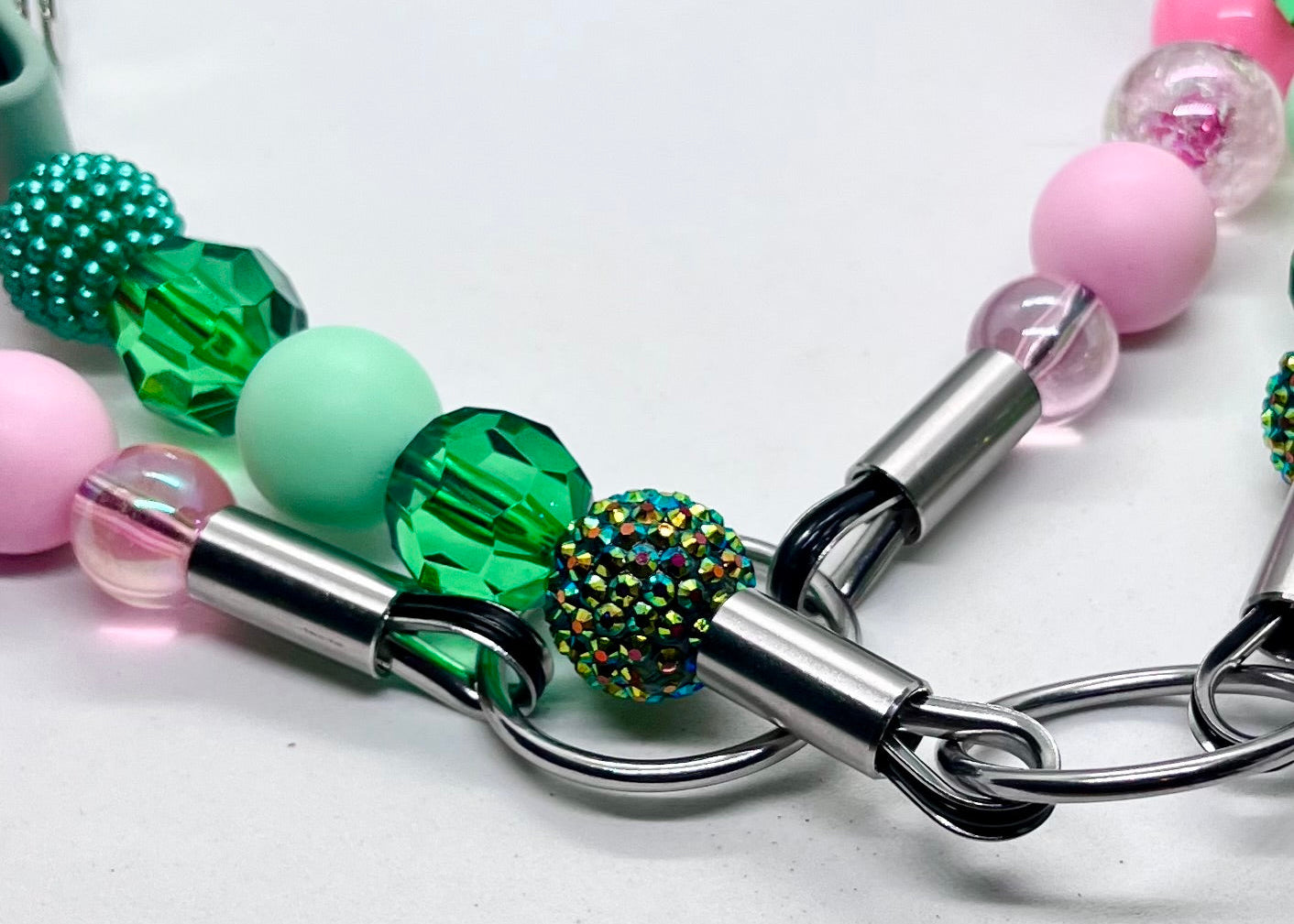 'Luxe Chic' Pink Beaded & BioThane® Diamante Dog Collar