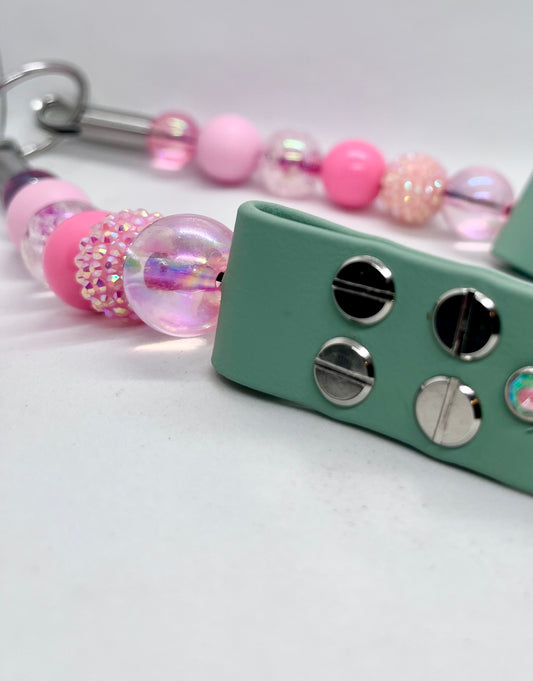 'Luxe Chic' Pink Beaded & BioThane® Diamante Dog Collar