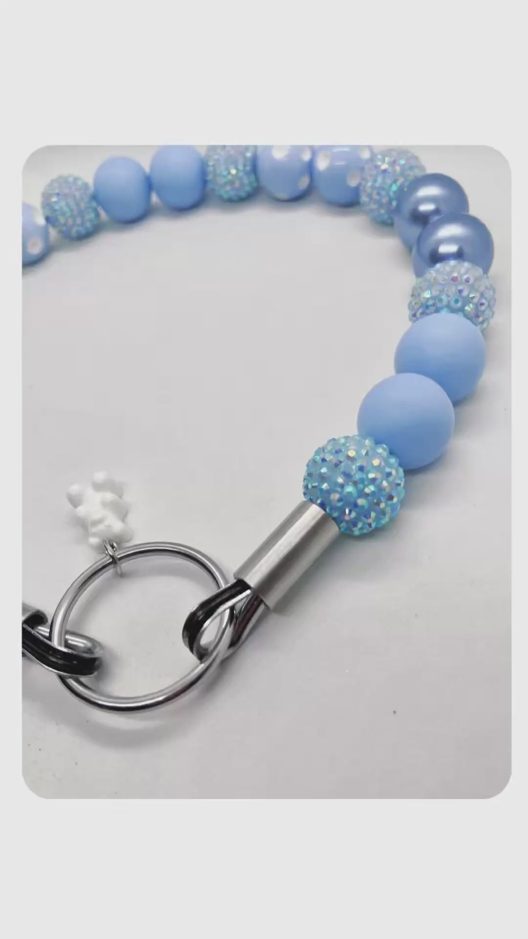 Luxe Edit Baby Blue Sparkly Beaded Dog Collar in motion - JOOLS LONDON Luxury Pet Necklace